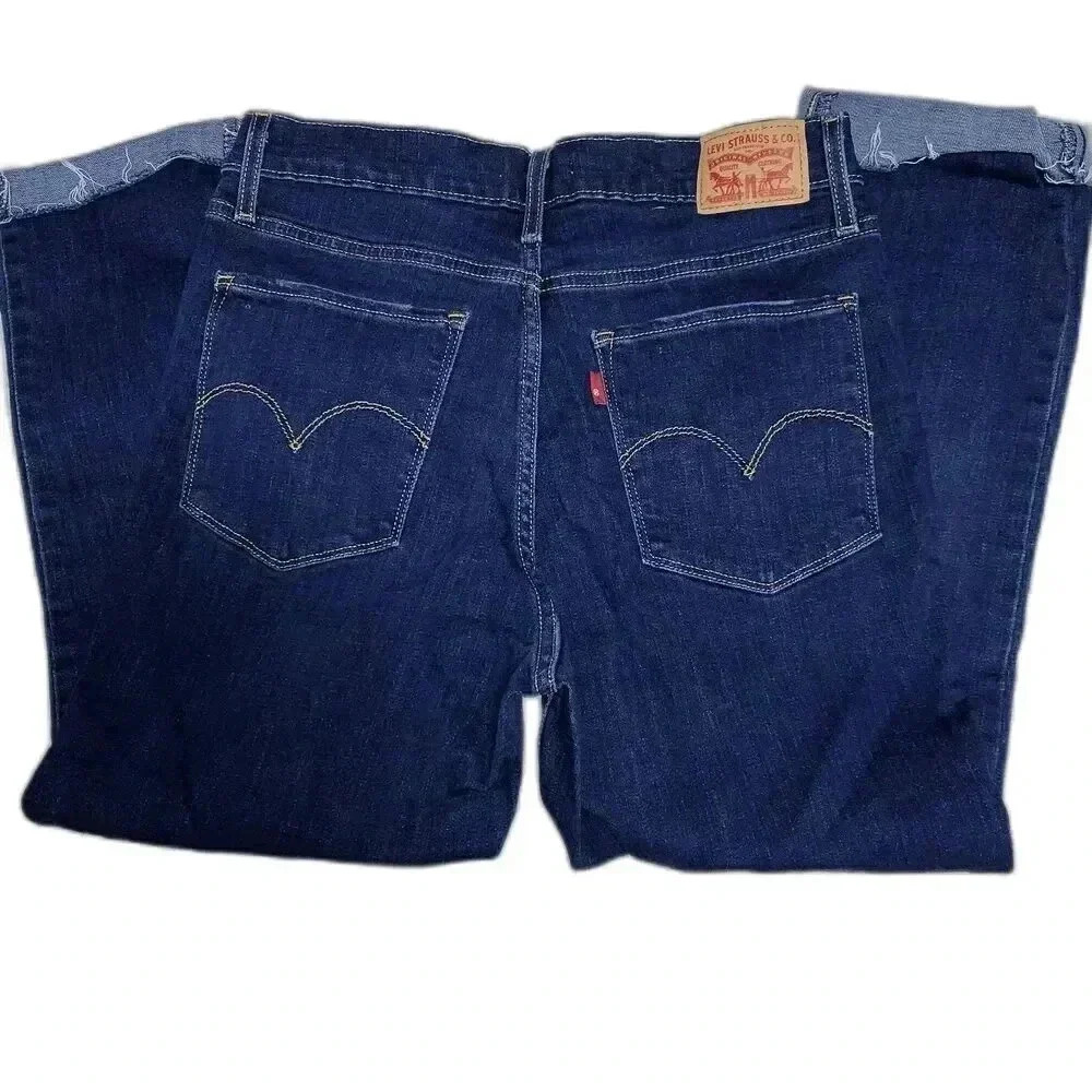 Levi's Jeans Women Size w30 L30 Cuffed Cropped Dark Wash Stretch Mid Rise. - Picture 7 of 10
